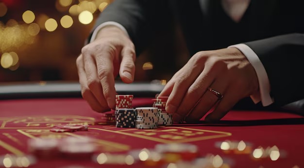 Multi-camera Caribbean Stud Poker studio showing dealer and live stream on bola012